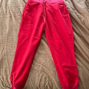 Mandala M Petite Candy Red jogger scrub bottoms